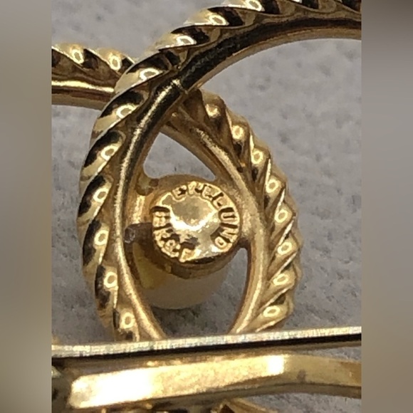 VTG Ekelund Real Pearl 14k Gold Fill Filled Petit Circles Brooch 1” x .6” - Picture 8 of 8